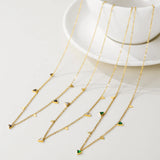 YACHAN Gold Chain Necklace with Green Crystal Triangle Pendants
