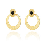 YACHAN Stone Stainless Steel Drop Earrings Geometric Metal 18K Plated