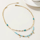 YACHAN Boho Bead Necklace Vintage Charms Stainless Steel Jewelry