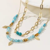 YACHAN Boho Bead Necklace Vintage Charms Stainless Steel Jewelry