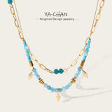 YACHAN Boho Bead Necklace Vintage Charms Stainless Steel Jewelry