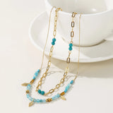 YACHAN Boho Bead Necklace Vintage Charms Stainless Steel Jewelry
