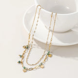 YACHAN Stainless Steel Chains Splice Necklace 14K Plated Heart Pendant Jewelry