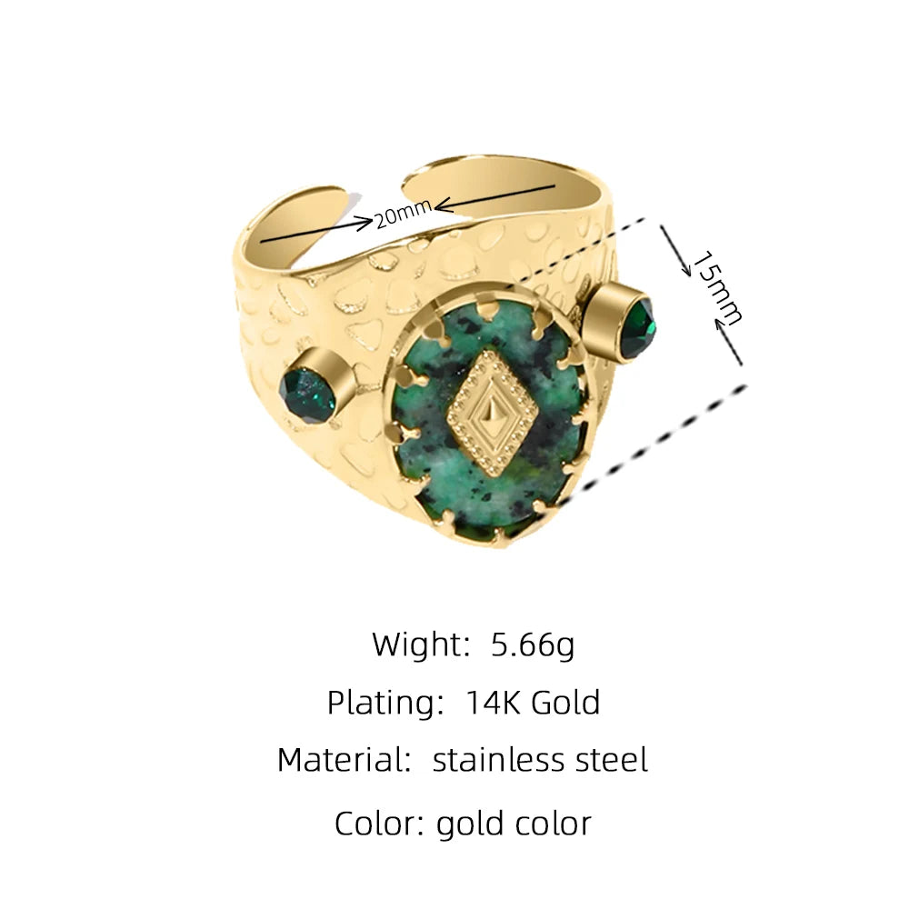 YACHAN French Vintage Natural Stone Ring for Women