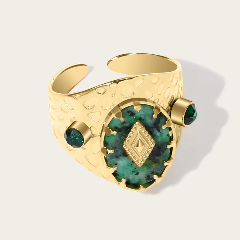 YACHAN French Vintage Natural Stone Ring for Women