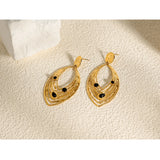 YACHAN Natural Stone SS Drop Earrings Women 18K Plated Dangle Jewelry