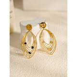 YACHAN Natural Stone SS Drop Earrings Women 18K Plated Dangle Jewelry