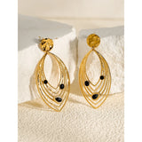 YACHAN Natural Stone SS Drop Earrings Women 18K Plated Dangle Jewelry