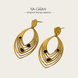 YACHAN Natural Stone SS Drop Earrings Women 18K Plated Dangle Jewelry