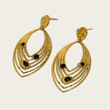 YACHAN Natural Stone SS Drop Earrings Women 18K Plated Dangle Jewelry