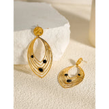 YACHAN Natural Stone SS Drop Earrings Women 18K Plated Dangle Jewelry