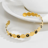 YACHAN Stainless Steel Bangle Bracelet Enamel Texture 14K Plated