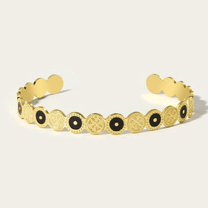 YACHAN Stainless Steel Bangle Bracelet Enamel Texture 14K Plated