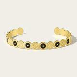 YACHAN Stainless Steel Bangle Bracelet Enamel Texture 14K Plated