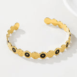 YACHAN Stainless Steel Bangle Bracelet Enamel Texture 14K Plated