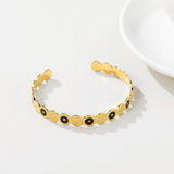 YACHAN Stainless Steel Bangle Bracelet Enamel Texture 14K Plated