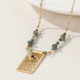 YACHAN Beaded Chains Eye Necklaces for Women Turquoise 18K PVD Plated