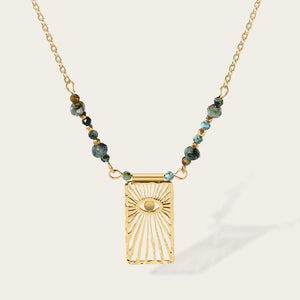 YACHAN Beaded Chains Eye Necklaces for Women Turquoise 18K PVD Plated