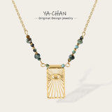 YACHAN Beaded Chains Eye Necklaces for Women Turquoise 18K PVD Plated