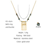 YACHAN Beaded Chains Eye Necklaces for Women Turquoise 18K PVD Plated