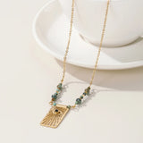 YACHAN Beaded Chains Eye Necklaces for Women Turquoise 18K PVD Plated