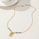 YACHAN Beaded Chains Eye Necklaces for Women Turquoise 18K PVD Plated