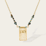 YACHAN Beaded Chains Eye Necklaces for Women Turquoise 18K PVD Plated