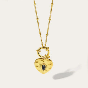 YACHAN Stainless Steel Heart Pendant Necklace with Natural Stone