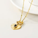 YACHAN Stainless Steel Heart Pendant Necklace with Natural Stone