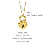 YACHAN Stainless Steel Heart Pendant Necklace with Natural Stone