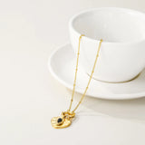 YACHAN Stainless Steel Heart Pendant Necklace with Natural Stone
