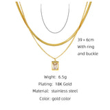 YACHAN Double Layer Necklace with Cubic Zirconia Pendant