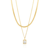 YACHAN Double Layer Necklace with Cubic Zirconia Pendant