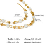 YACHAN Chubby Chains Stainless Steel Necklace for Women Vintage Pearl Choker