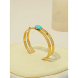 Vintage Turquoise Stainless Steel Cuff Bracelet for Women