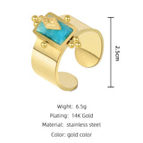 YACHAN Water Proof Stone Wide Ring Stainless Steel For Women
