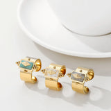 YACHAN Water Proof Stone Wide Ring Stainless Steel For Women