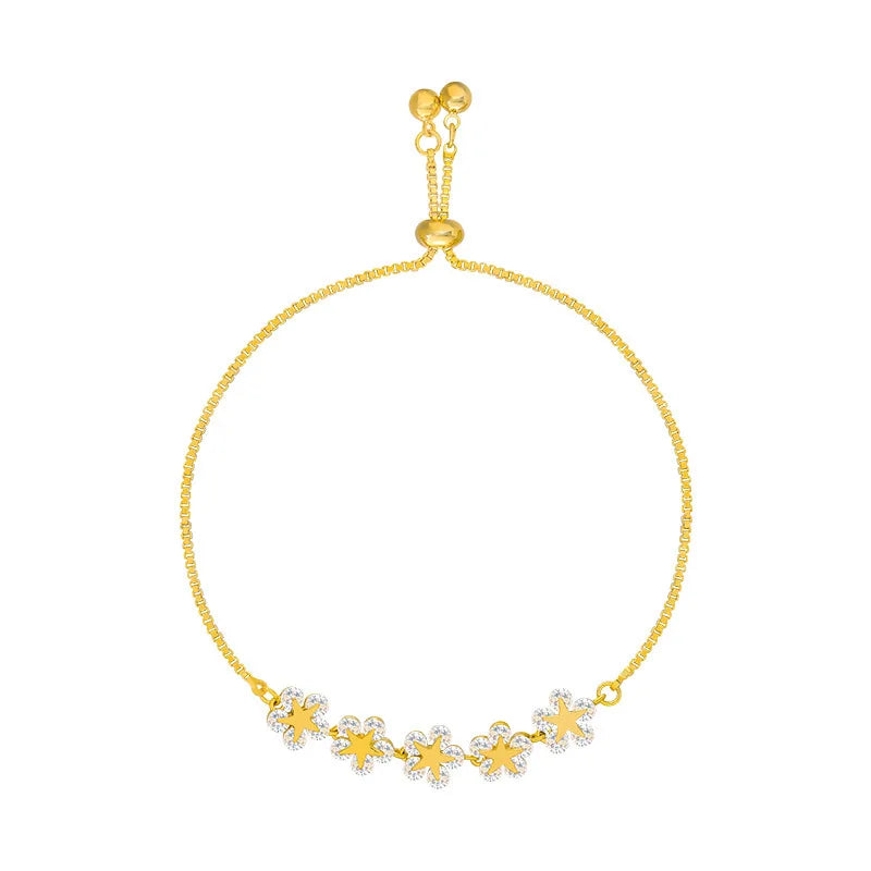 YACHU Inlaid Rhinestone Flower Charm Bracelet Women Girl Jewelry