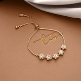 YACHU Inlaid Rhinestone Flower Charm Bracelet Women Girl Jewelry