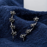 925 Silver Flower Ear Cuff Clip Earrings for Women