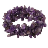 Amethyst Stretch Cuff Bracelet 5 Layer Chunky Chakra Bracelet Bridal Jewelry