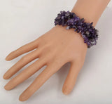 Amethyst Stretch Cuff Bracelet 5 Layer Chunky Chakra Bracelet Bridal Jewelry