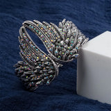 Angel Wing Bangle Bracelet Women Crystal Jewelry Antique Silver