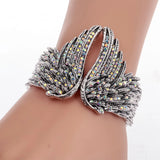 Angel Wing Bangle Bracelet Women Crystal Jewelry Antique Silver
