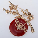 Freshwater Pearl Agate Shell Flower Branch Pin Brooch Jewelry Gift