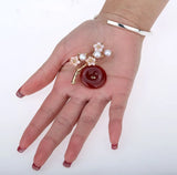 Freshwater Pearl Agate Shell Flower Branch Pin Brooch Jewelry Gift