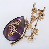 Freshwater Pearl Amethyst Rose Quartz Shell Flower Pin Brooch Gemstone Jewelry
