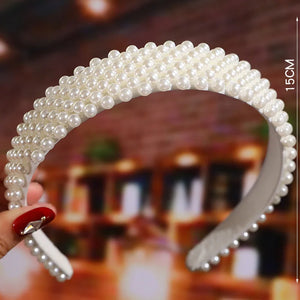 Pearl Headband Women Woven Headdress Beaded Face Wash Hair Band