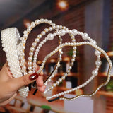 Pearl Headband Women Woven Headdress Beaded Face Wash Hair Band