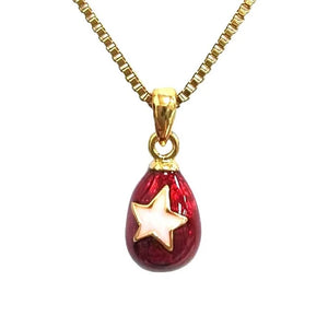 Enamel HandMade Jewelry Mini Brass Star Vintage Egg Pendant Charm Necklace